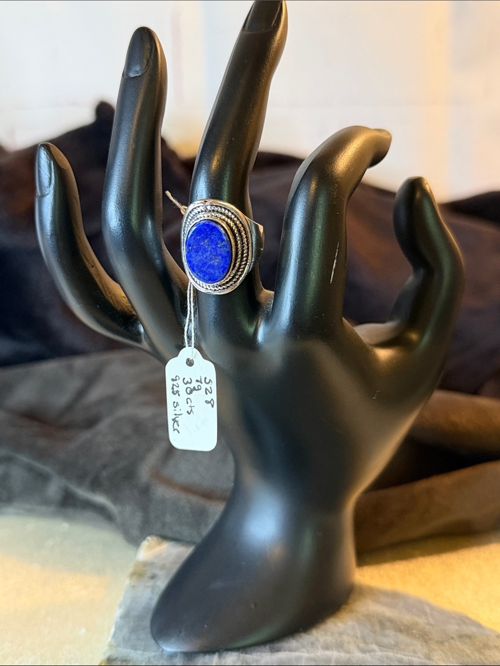 Blue Lapis Lazuli Stone Sterling Silver Ring Sz 8